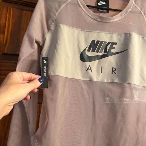 Nike Women's Sheer Long Sleeve Top - Gray and Pink - Picture 5 of 5